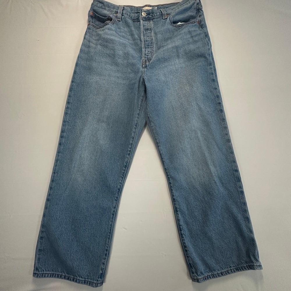 Levis Premium Ribcage Straight Ankle Jeans Blue Big E High Rise 32x27 72693-0130